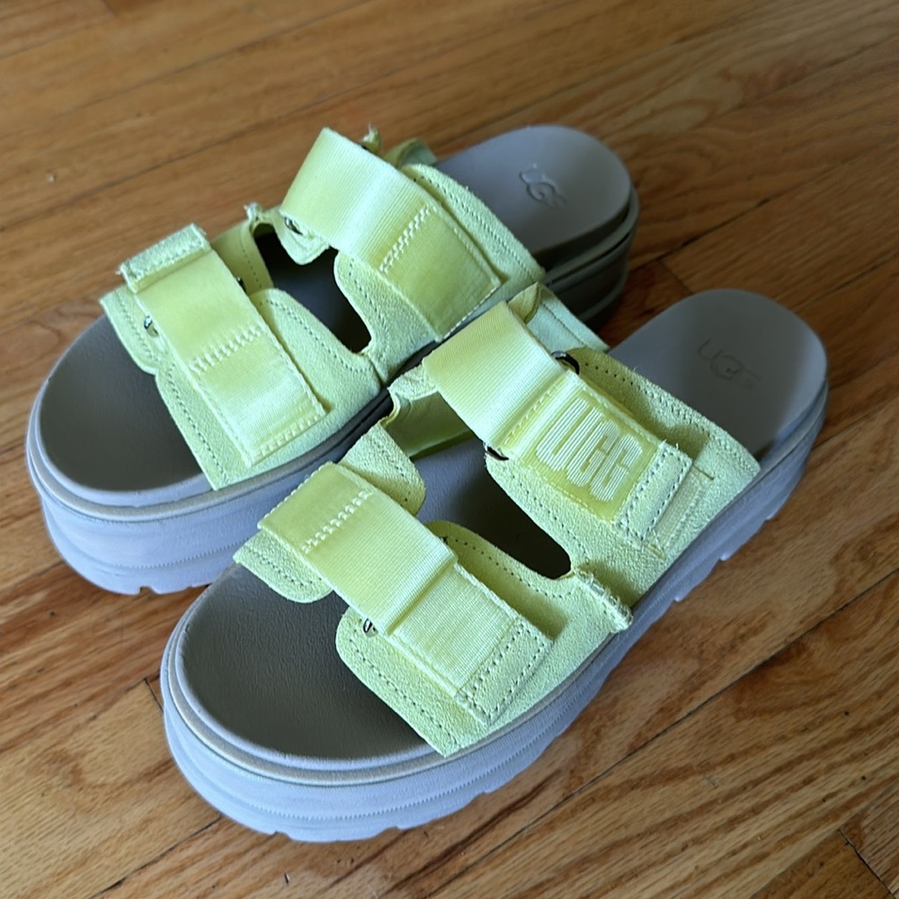 Ugg sz 8 Clem Suede platform sandals lemon yellow comfy  NWOT new without tags